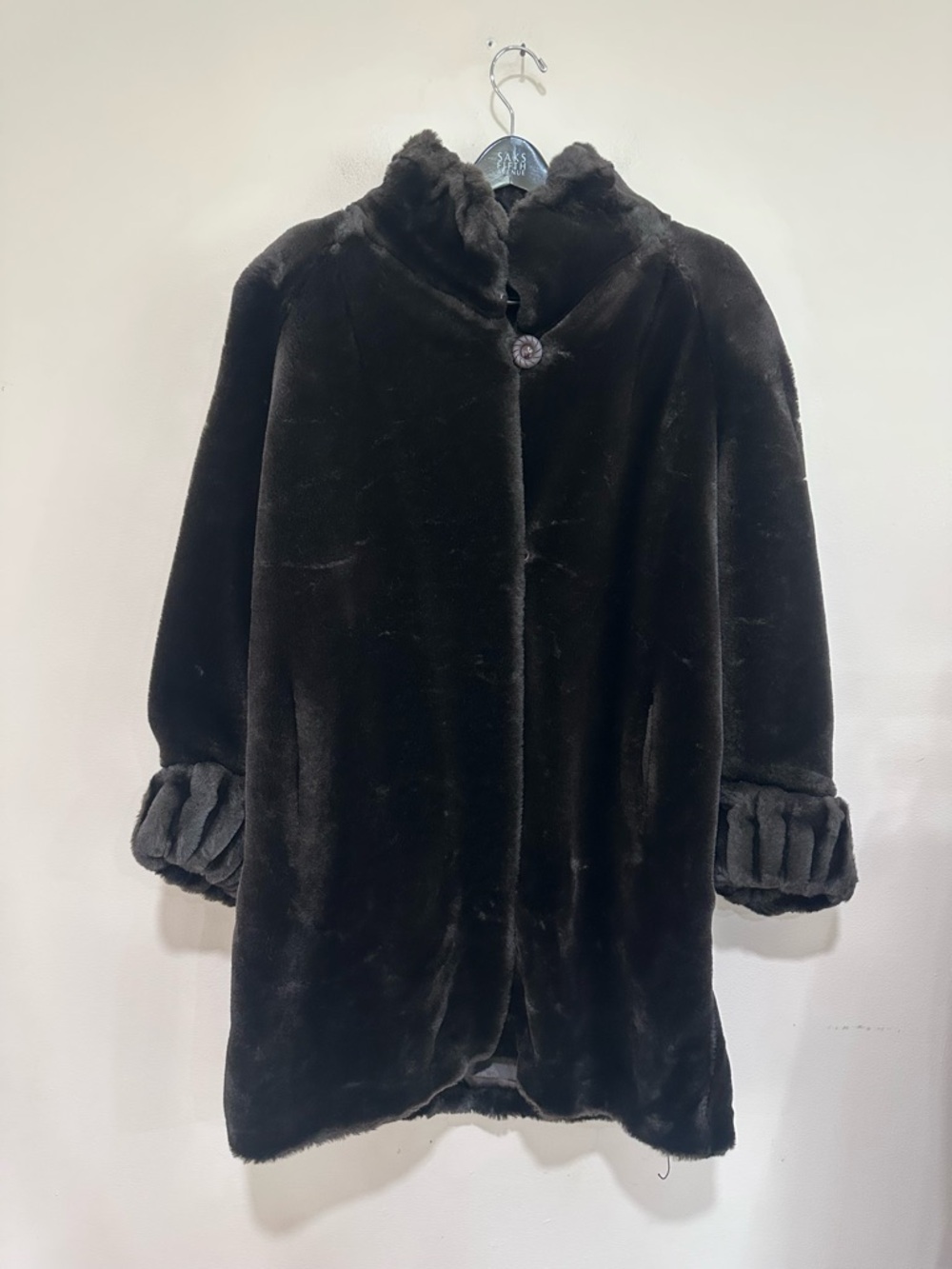 Gallery Dark Brown Teddy Faux Fur Jacket. Size M